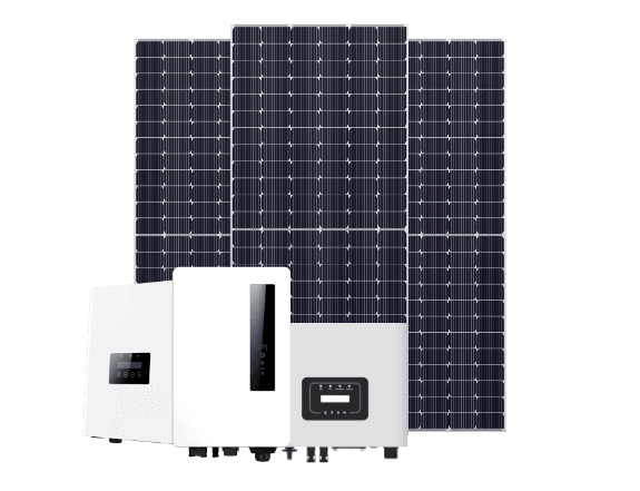 Painéis solares e inversor
